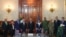 El secretario de Seguridad de EE.UU. Alejandro Mayorkas junto al presidente de México López Obrador.